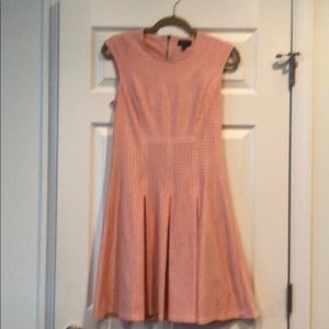 Perforated suede, fit & flare dress